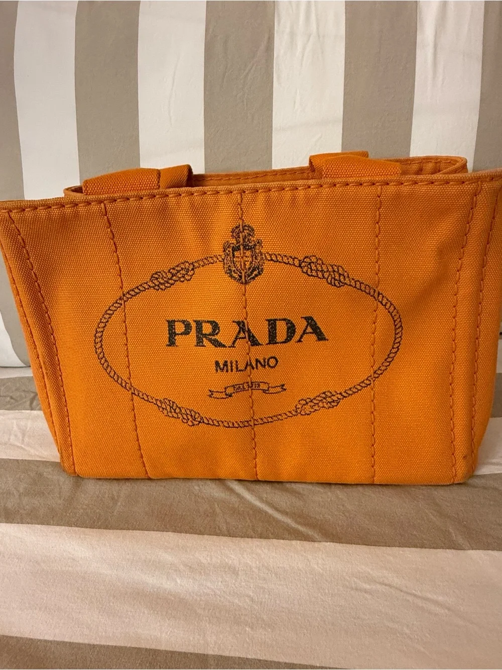 Prada Canapa Bag Orange Canvas Milano Tote